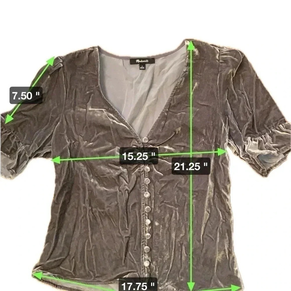Pewter grey velvet Madewell top - Picture 9 of 9
